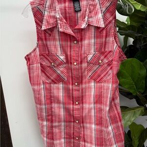Wrangler Red Plaid Button-Down Shirt